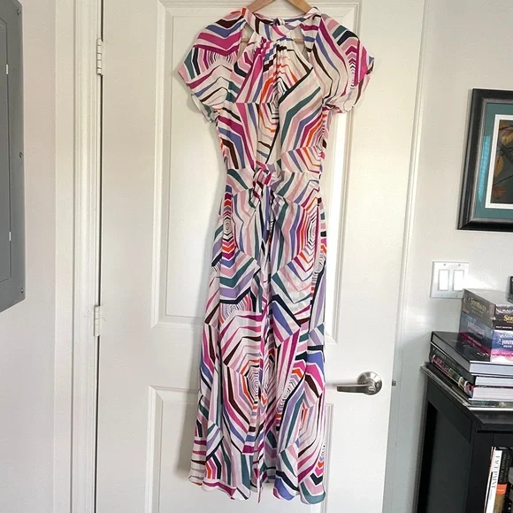 RARE! Kate Spade Geobrella Silk Midi Dress Gorgeous geometric print - Picture 4 of 11